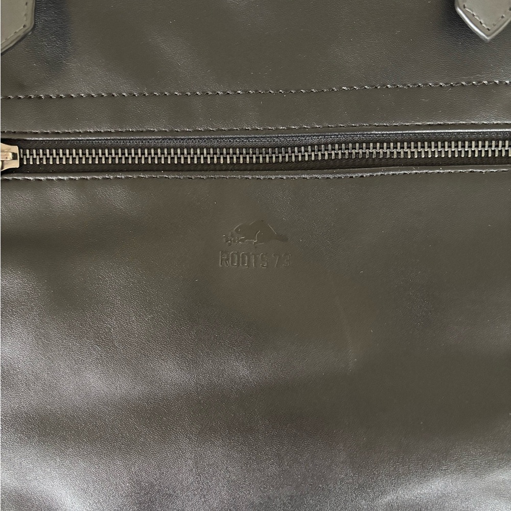 Roots 73 leather tote handbag black grey - Picture 7 of 11
